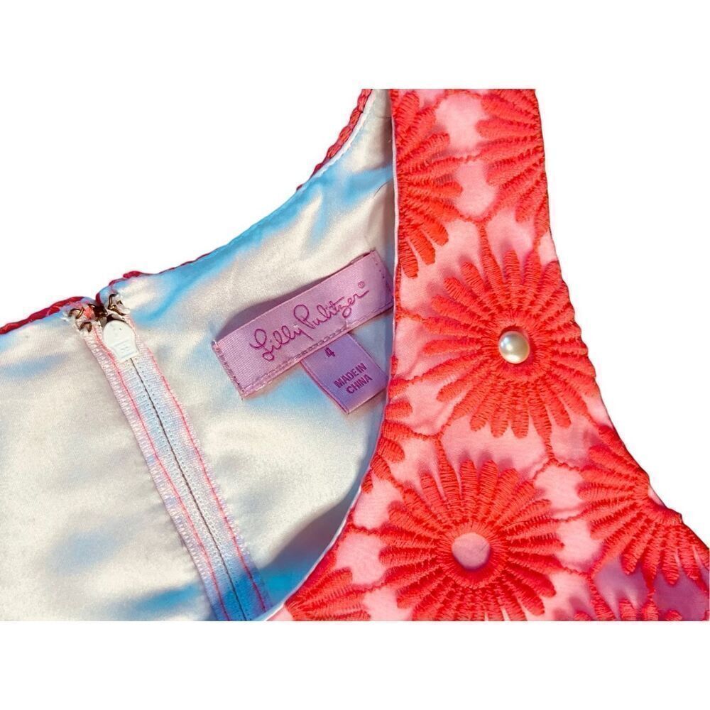 Lilly Pulitzer 51982 Pearl Fiesta Pink Pinwheel‎ Organza Dress sz 4 NWOT $348 - Picture 10 of 11